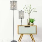 Elise 2 Light Floor Lamp Polished Chrome Crystal Glass
