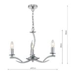 Dar Elka 3 Arm Chandelier Ceiling Light Satin Chrome