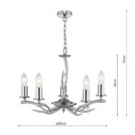 Dar Elka 5 Arm Chandelier Ceiling Light Satin Chrome