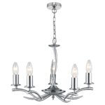 Dar Elka 5 Arm Chandelier Ceiling Light Satin Chrome