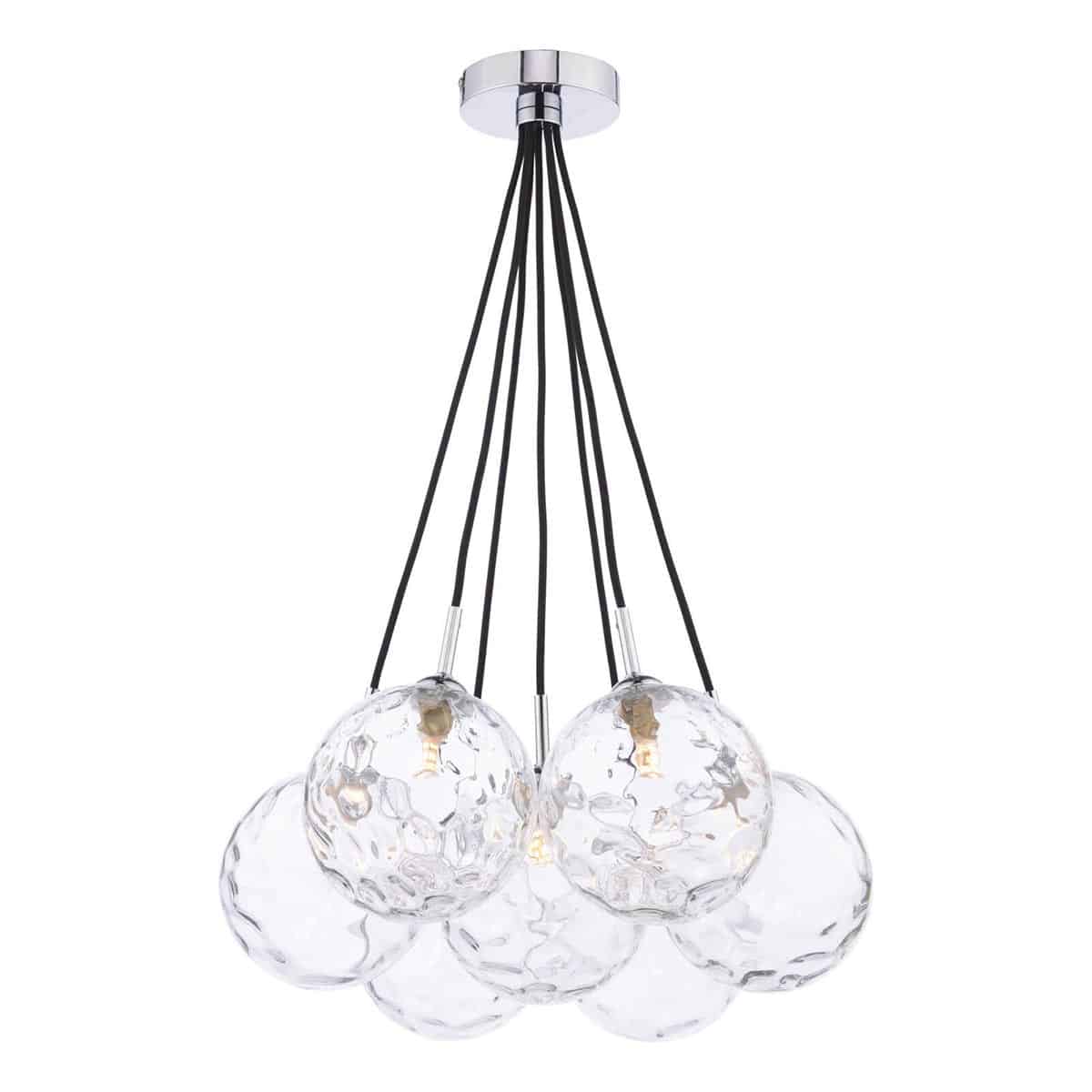 Dar Elpis 7 Light Cluster Pendant Clear Glass Dimple Globes