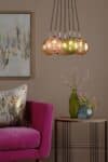 Dar Elpis 7 Light Cluster Pendant Mixed Colours Dimple Glass
