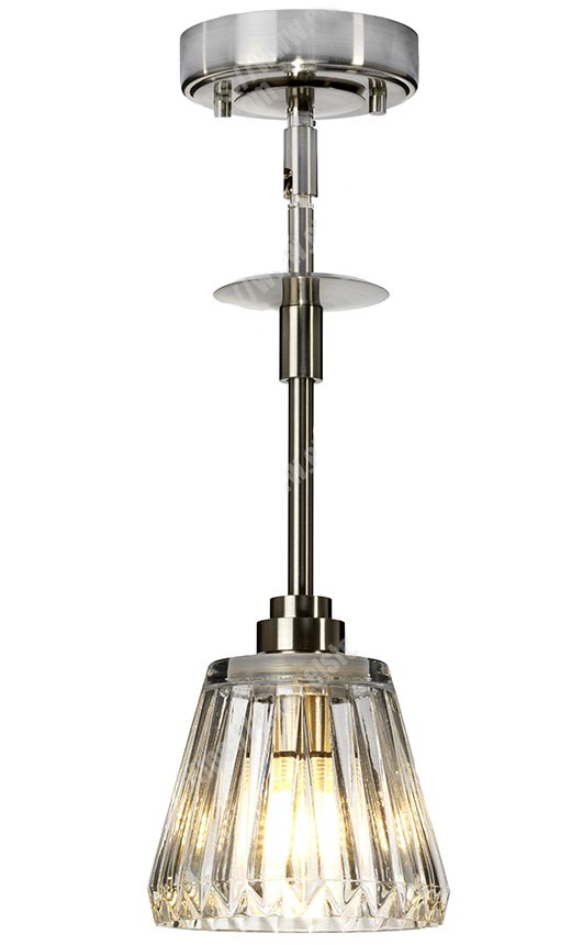 Elstead Agatha 1 Light Bathroom Pendant Brushed Nickel IP44