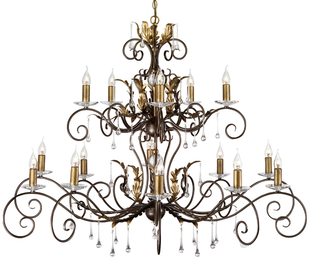 Amarilli Bronze & Gold 15 Light 2 Tier Very Large Chandelier AML15 BRONZE