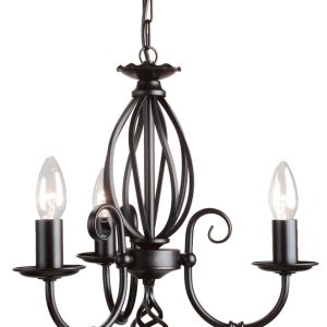 Elstead Artisan 3 Light Dual Mount Chandelier Matt Black Ironwork