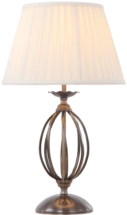 Elstead Artisan Forged Ironwork Table Lamp Aged Brass Ivory Shade