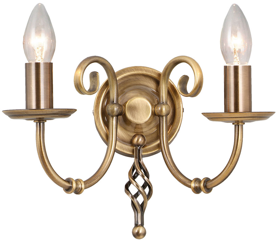 Elstead Artisan 2 Arm Twin Wall Light Aged Brass Forged Ironwork