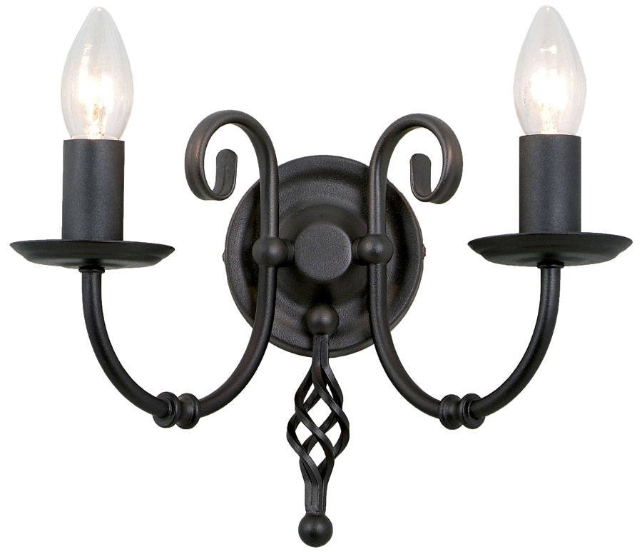 Elstead Artisan 2 Arm Twin Wall Light Matt Black Forged Ironwork