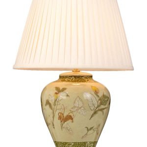 Elstead Arum Lily Ceramic Table Lamp Cream Pleat Shade