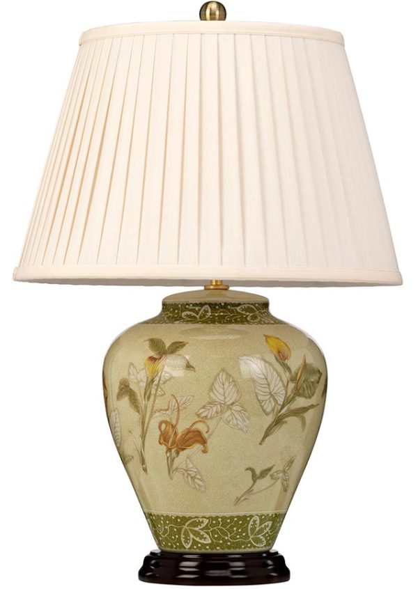 Elstead Arum Lily Ceramic Table Lamp Cream Pleat Shade ARUM LILY/TL