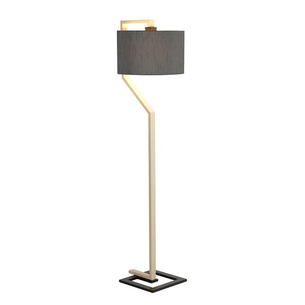 Elstead Axios Cream & Grey 1 Light Modern Floor Lamp Grey Shade