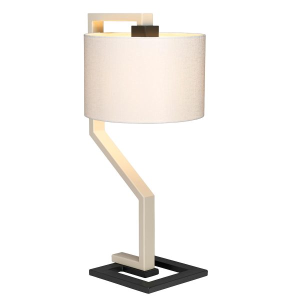 Elstead Axios Cream & Grey 1 Light Modern Table Lamp Ivory Shade