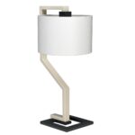 Elstead Axios Cream & Grey 1 Light Modern Table Lamp Ivory Shade