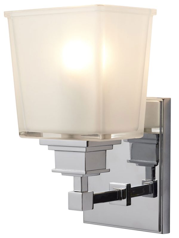 Elstead Aylesbury Bathroom Wall Light Polished Chrome Frosted Glass
