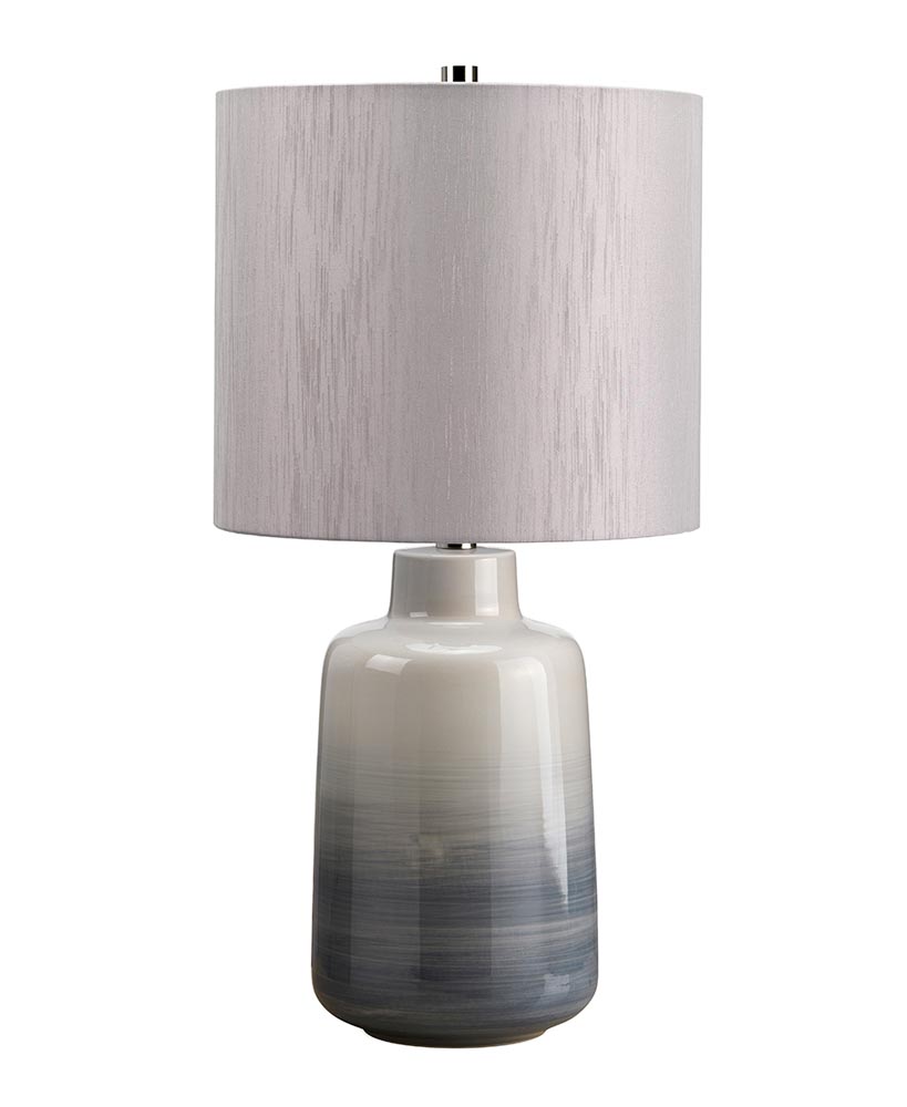 Elstead Bacari Small Blue Grey Ceramic Table Lamp Silver Shade