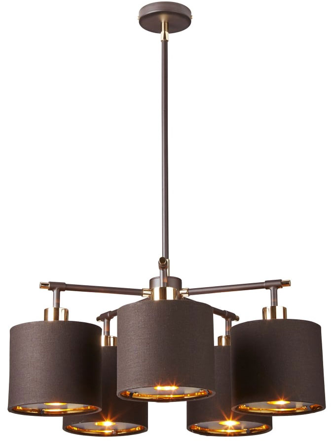 Elstead Balance Brown Polished Brass 5 Light Chandelier Gold