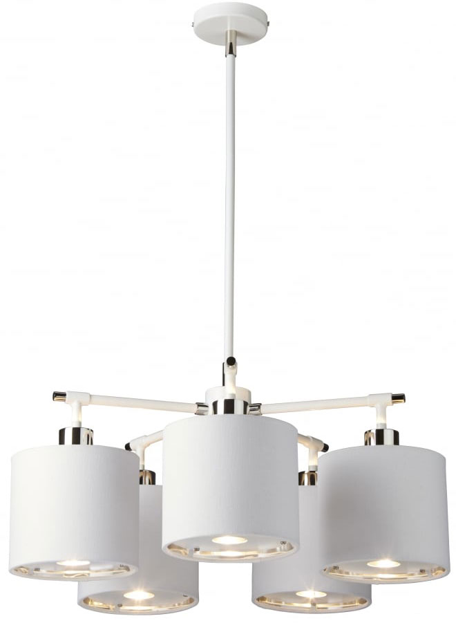 Elstead Balance White / Polished Nickel 5 Light Chandelier White Shades