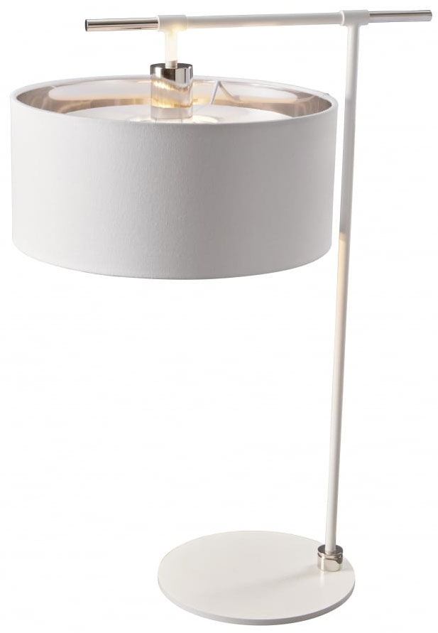 Elstead Balance White / Polished Nickel Table Lamp White Drum Shade