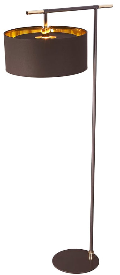 Elstead Balance Brown / Polished Brass Floor Lamp Gold Lined Shade