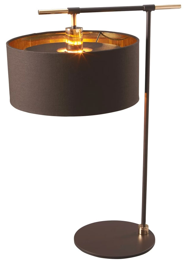 Elstead Balance Brown / Polished Brass Table Lamp Gold Lined Shade