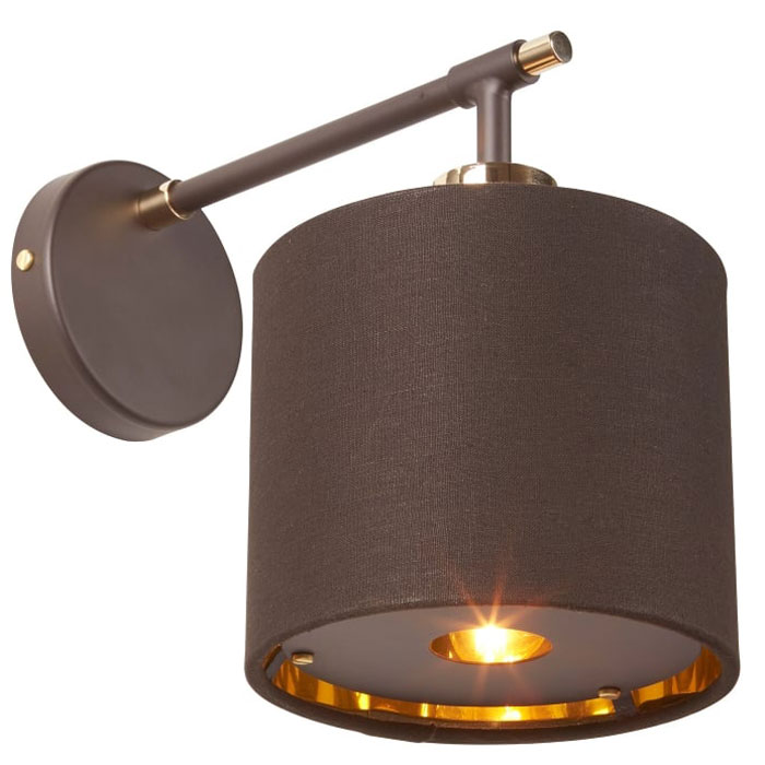Elstead Balance Brown / Polished Brass Wall Light Gold Lined Shade