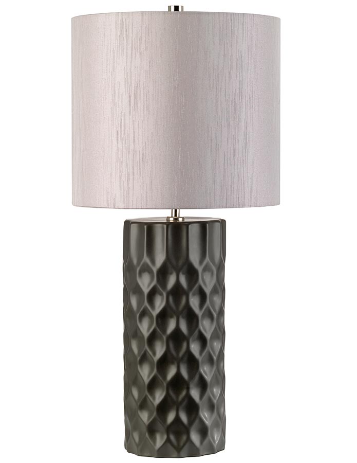 Elstead Barbican Graphite Ceramic Table Lamp Silver Shade