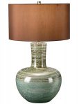 Elstead Barnsbury Green Ceramic Table Lamp Brown Shade