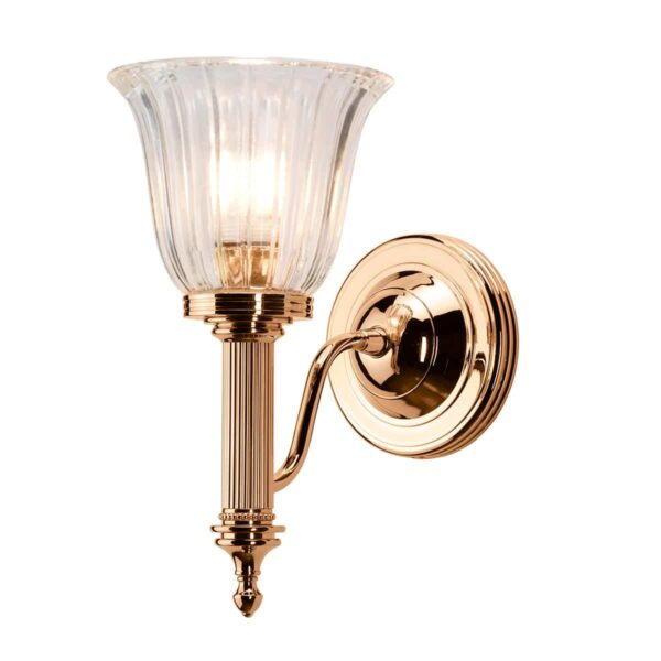 Carroll Edwardian Style Bathroom Wall Light Rose Gold Fluted Shade