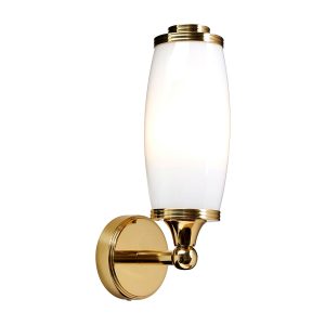 Elstead Eliot 1 light bathroom wall light in solid polished brass