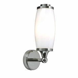 Elstead Eliot solid brass single bathroom wall light in polished chrome