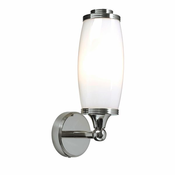 Elstead Eliot solid brass single bathroom wall light in polished chrome