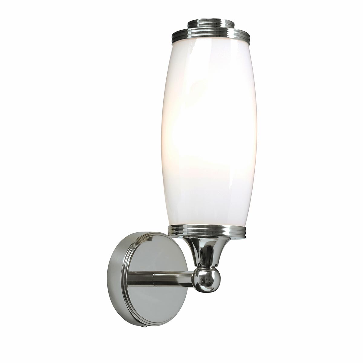 Elstead Eliot Solid Brass Single Bathroom Wall Light Polished Chrome Opal Glass