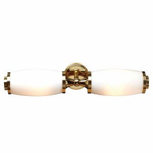 Elstead Eliot 2 light bathroom wall light in solid polished brass