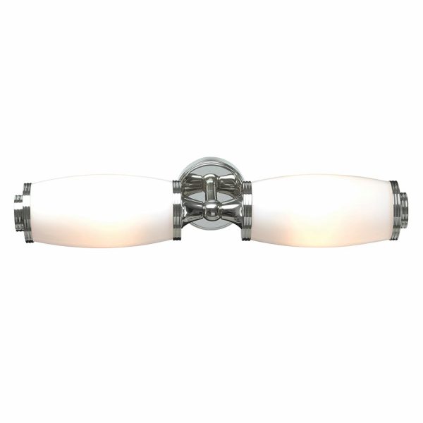 Elstead Eliot solid brass twin bathroom wall light in polished chrome