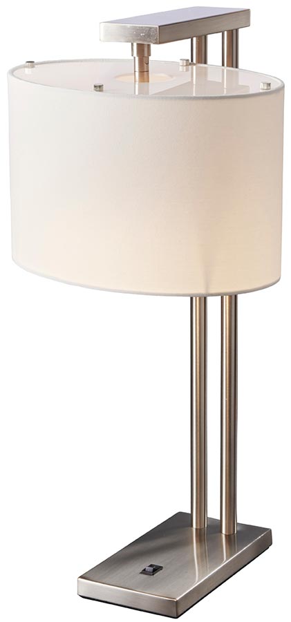 Elstead Belmont Contemporary Table Lamp Brushed Nickel White Shade