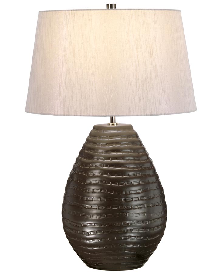 Elstead Brunswick Ceramic Table Lamp Graphite Silver Shade