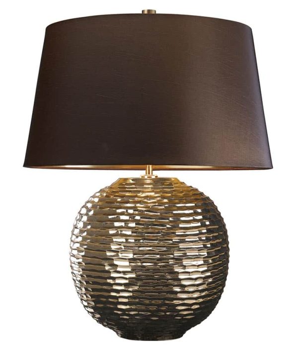 Elstead Caesar Gold Ceramic Table Lamp Brown Shade