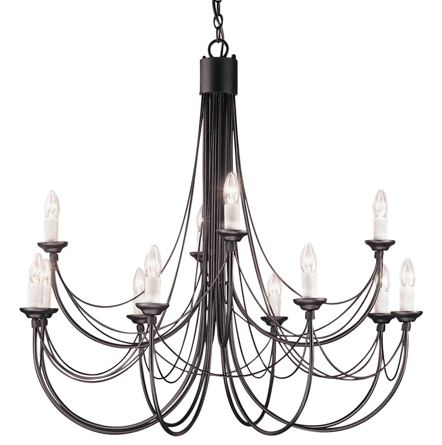 Elstead Carisbrooke 12 Light Large Chandelier Gothic Black Made In Britain