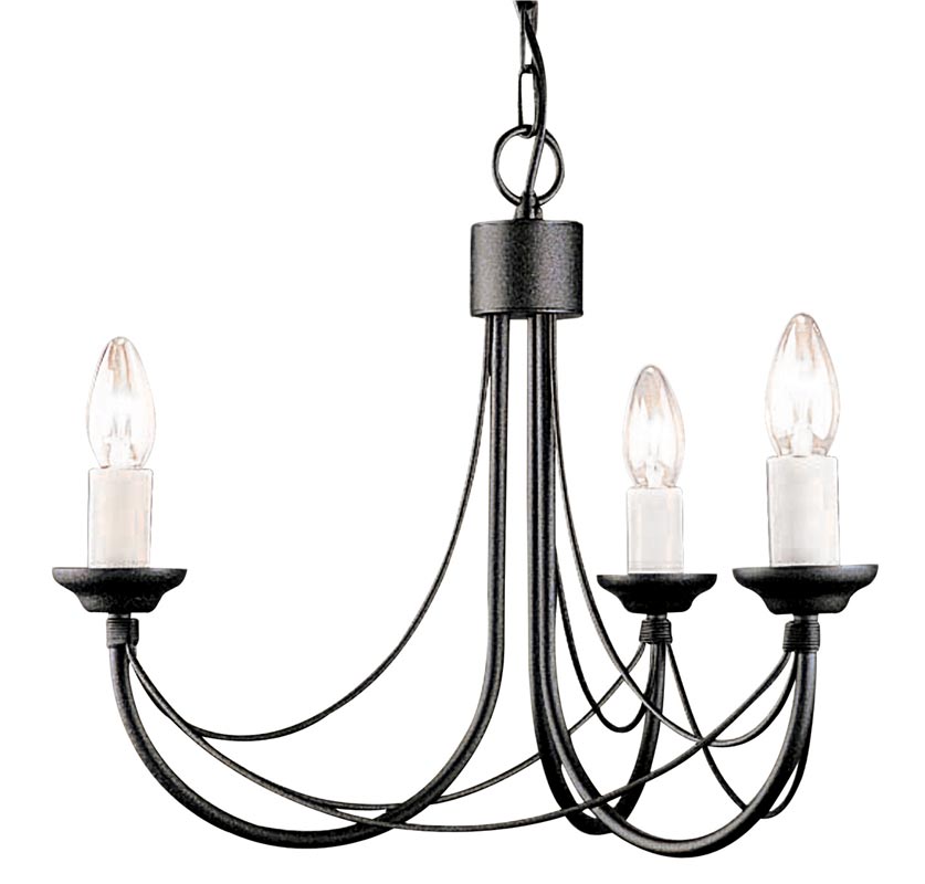 Elstead Carisbrooke 3 Light Dual Mount Chandelier Gothic Black