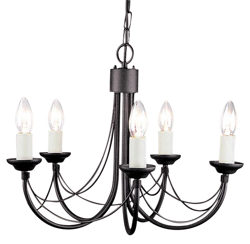 Elstead Carisbrooke 5 Light Dual Mount Chandelier Gothic Black