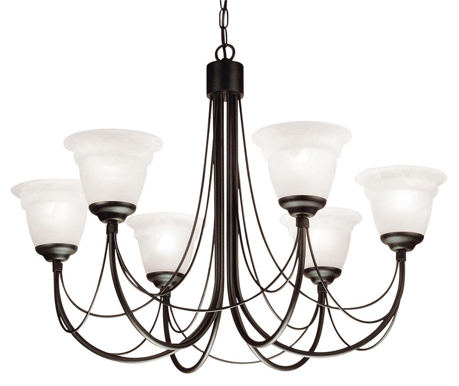 Elstead Carisbrooke 6 Light Dual Mount Chandelier Gothic Black