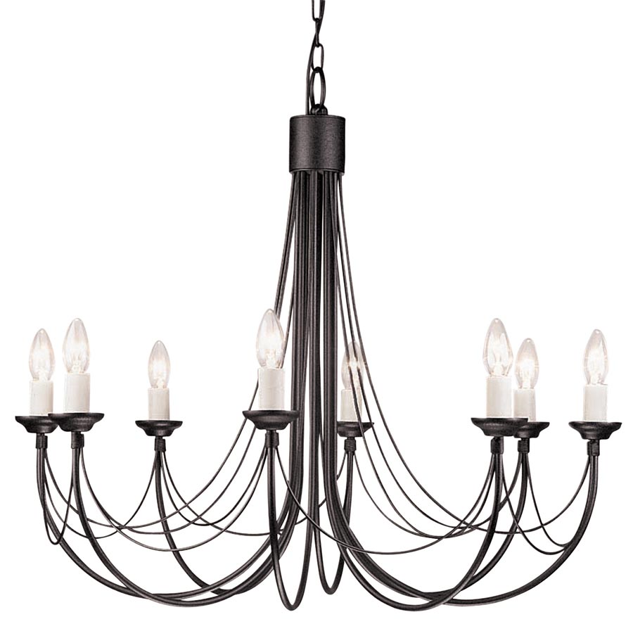 Elstead Carisbrooke 8 Light Large Chandelier Gothic Black Made In Britain