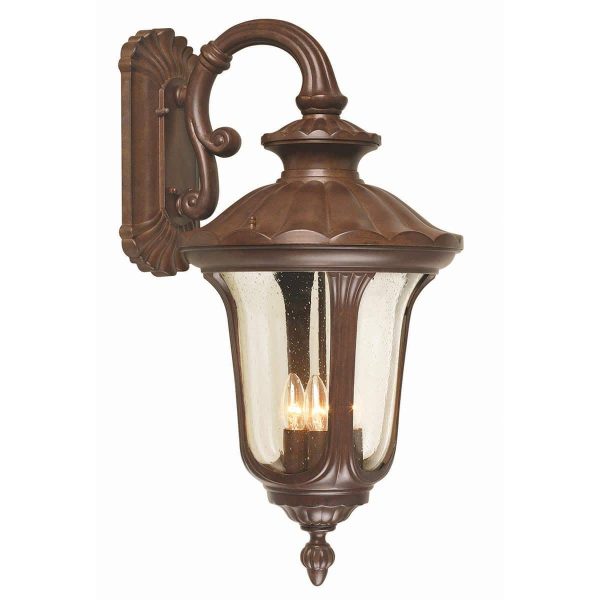 Elstead Chicago large 4 light outdoor wall down lantern in rusty bronze main image