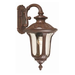 Elstead Chicago 1 light medium outdoor wall lantern in rusty bronze, main image on white background.