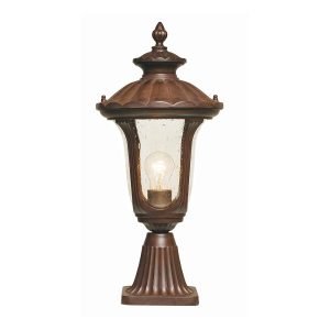 Elstead Chicago small 1 light outdoor post top lantern in rusty bronze