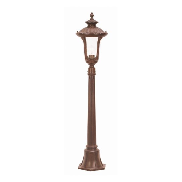 Elstead Chicago traditional 1 light outdoor pillar lantern in rusty bronze