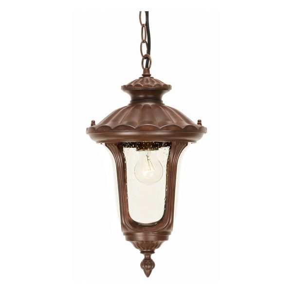Elstead Chicago small hanging outdoor porch lantern in rusty bronze main image