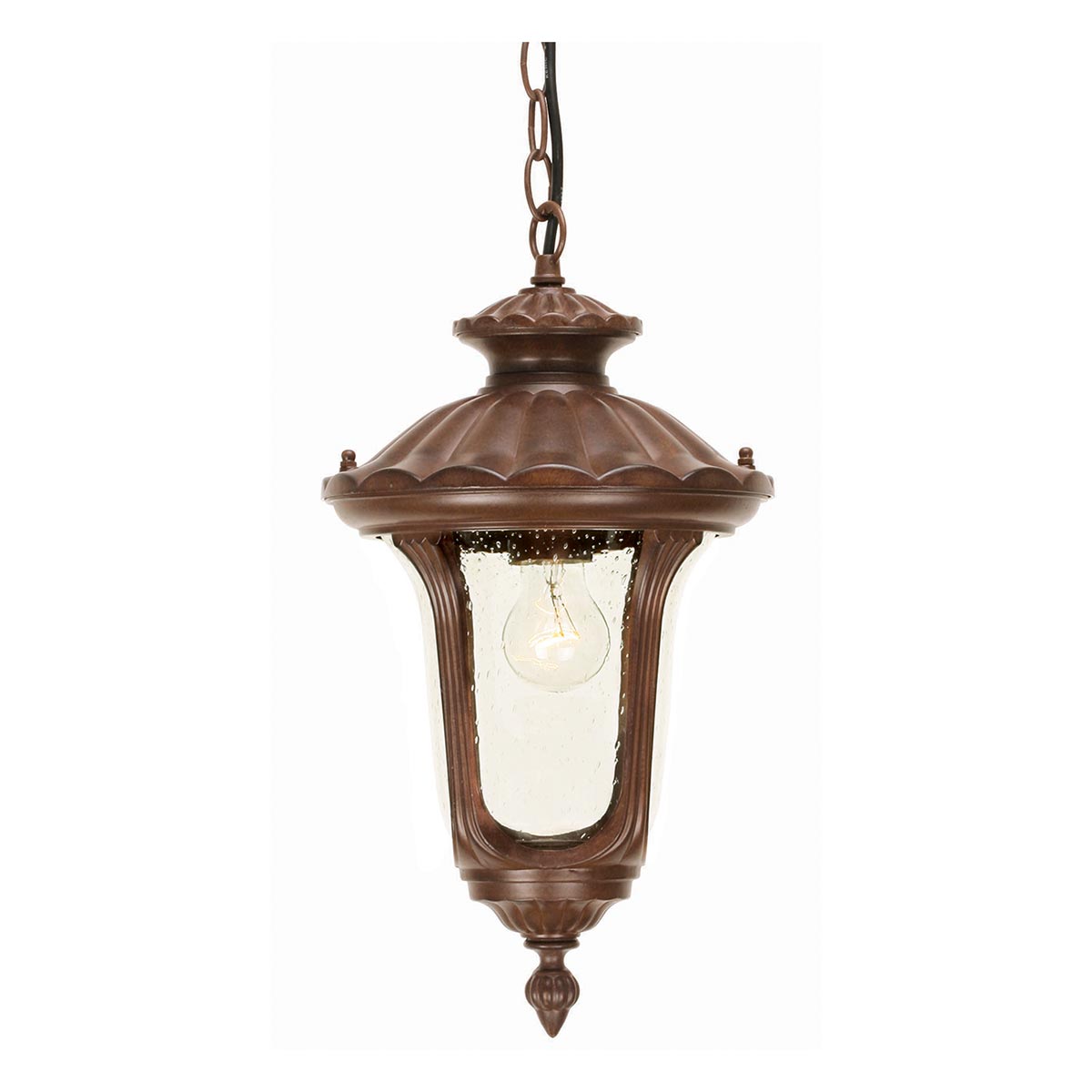 Elstead Chicago 1 Light Hanging Outdoor Porch Lantern Rusty Bronze