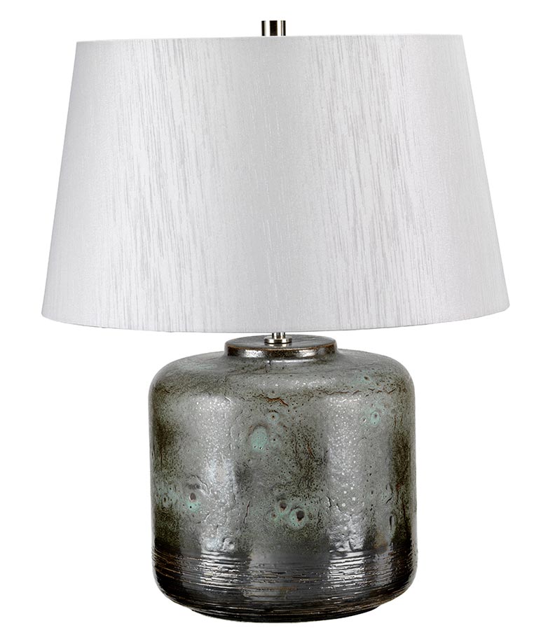 Elstead Columbus Metallic Ceramic Table Lamp Grey Shade