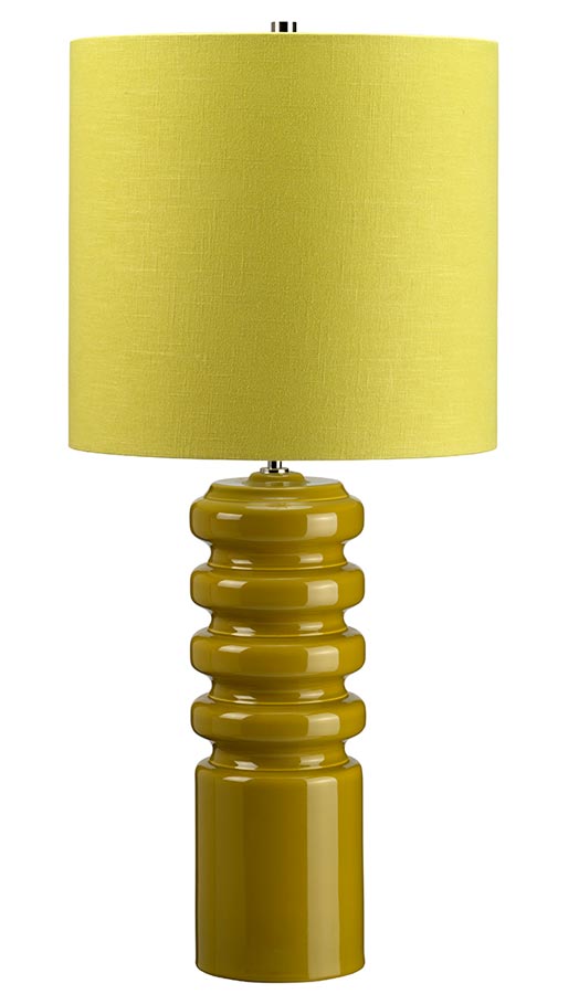 Elstead Contour 1 Light Ceramic Table Lamp Lime Shade